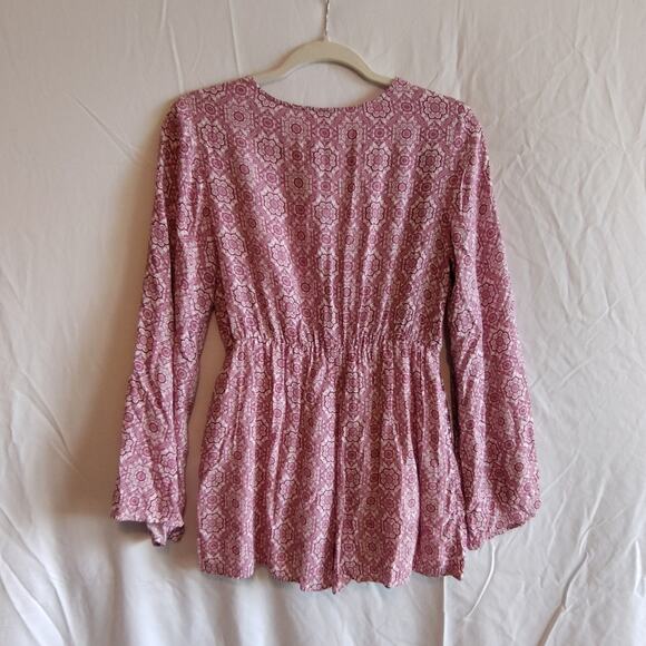 Altar’d State Women's Medium Bell Sleeve Boho Romper With Pockets Flowy - Picture 3 of 11